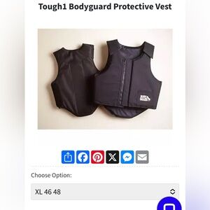 Tough1 Bodyguard Protective Vest, Black, XL